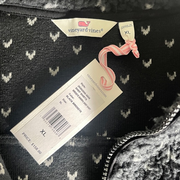 NWT Vineyard Vines Birdseye Sherpa Shep Shirt, 1/4 Zip, Pullover, Black/Navy, XL - Picture 10 of 14